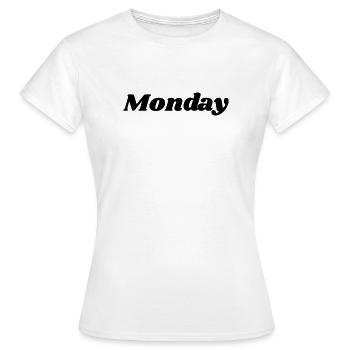 Lundi – Conception typographique minimaliste - T-shirt Femme - blanc - Devant - AI Model Female 172 dark (172cm)
