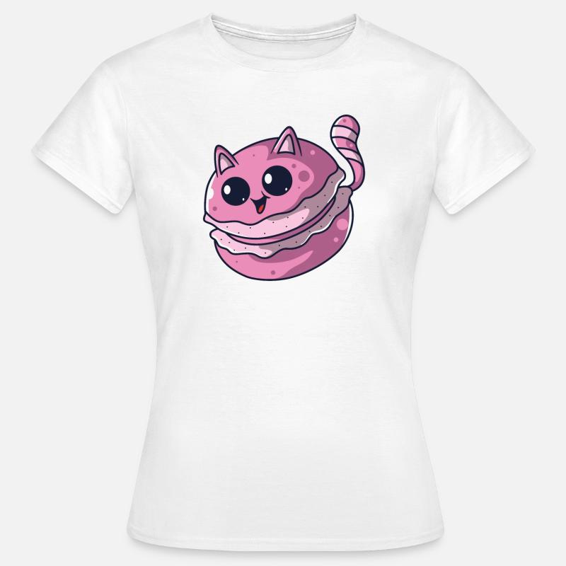 Macaron Kat - Dame-T-shirt - hvid