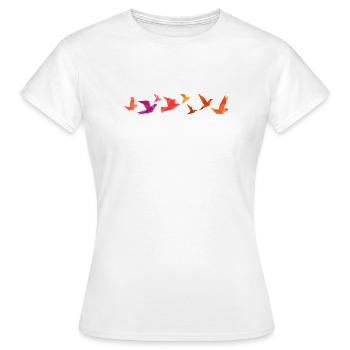Migration des oiseaux en origami (rouge) - T-shirt Femme - blanc - Devant - AI Model Female 172 dark (172cm)