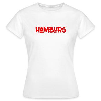 Hamburg - Hansestadt - Alster - Elbe - Hafen - Frauen T-Shirt - Weiß - Vorne - AI Model Female 172 dark (172cm)