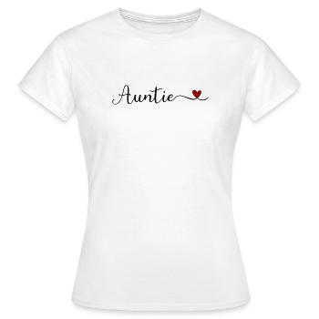 Auntie Typography with a Heart handwritten Font De - Women's T-Shirt - white - Front - AI Model Female 172 dark (172cm)