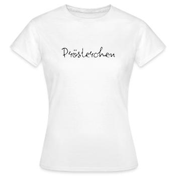 PRÖSTERCHEN, PARTY, GESELLIGKEIT, DAYDRINKING 🥂🥂 - Frauen T-Shirt - Weiß - Vorne - AI Model Female 172 dark (172cm)