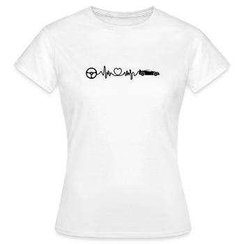 Cardio-Herzfrequenz eines Sportwagens mit Lenker - Frauen T-Shirt - Weiß - Vorne - AI Model Female 172 dark (172cm)