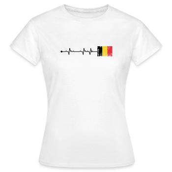 Drapeau de la Belgique Battement de cœur - T-shirt Femme - blanc - Devant - AI Model Female 172 dark (172cm)