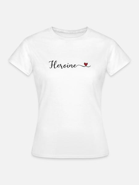 Heldin mit Herz-Typografie - Frauen T-Shirt - Weiß