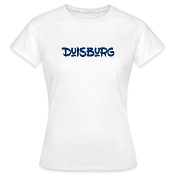 Duisburg - Ruhrpott - NRW - Rhein - Ruhr - Frauen T-Shirt - Weiß - Vorne - AI Model Female 172 dark (172cm)