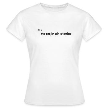 Win_and_or_Win - Women's T-Shirt - white - Front - AI Model Female 172 dark (172cm)