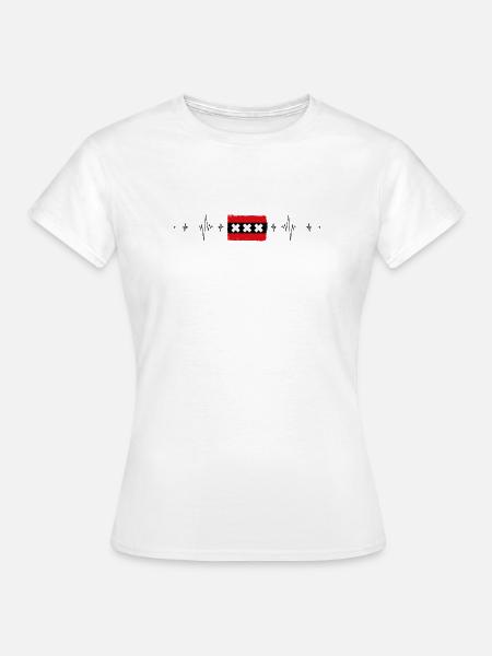 Amsterdam Flagge Herzschlag - Frauen T-Shirt - Weiß