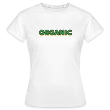 Organische Grün-Gelb Schriftlogo - Frauen T-Shirt - Weiß - Vorne - AI Model Female 172 dark (172cm)