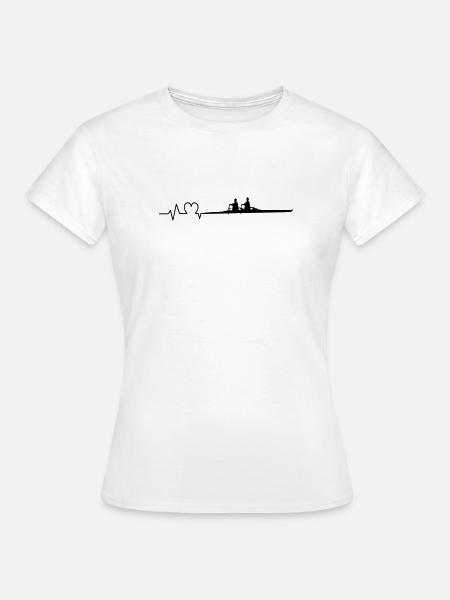 Rudern Herzschlag Doppelzweier - Frauen T-Shirt - Weiß