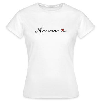 Mamma Herz Schriftzug - Frauen T-Shirt - Weiß - Vorne - AI Model Female 172 dark (172cm)
