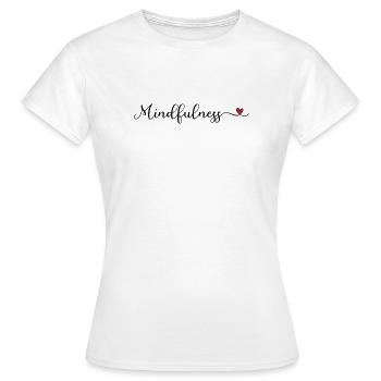 Logo mignon de la pleine conscience avec un cœur - T-shirt Femme - blanc - Devant - AI Model Female 172 dark (172cm)