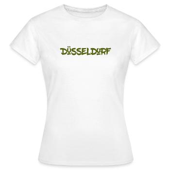 Düsseldorf - NRW - Rhein - Königsallee - Kö - Frauen T-Shirt - Weiß - Vorne - AI Model Female 172 dark (172cm)