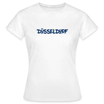 Düsseldorf - NRW - Rhein - Königsallee - Kö - Frauen T-Shirt - Weiß - Vorne - AI Model Female 172 dark (172cm)