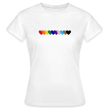 Regenbogen_Herzen_Pride - Frauen T-Shirt - Weiß - Vorne - AI Model Female 172 dark (172cm)