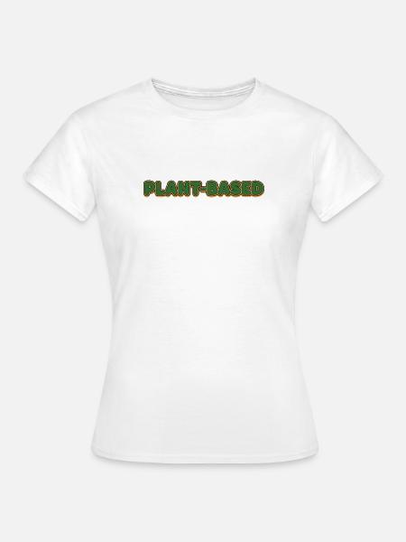 Pflanzenbasiertes Retro Schriftzug - Frauen T-Shirt - Weiß