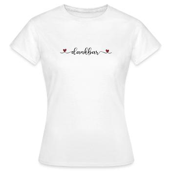 dankbar Schriftzug mit Herz - Frauen T-Shirt - Weiß - Vorne - AI Model Female 172 dark (172cm)