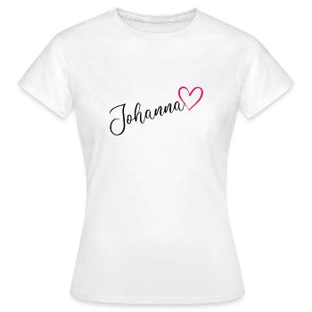 Johanna Nom Prénom Rose cœur - T-shirt Femme - blanc - Devant - AI Model Female 172 dark (172cm)