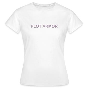 Lustige Sprüche über Plot Armor im Kino - Frauen T-Shirt - Weiß - Vorne - AI Model Female 172 dark (172cm)