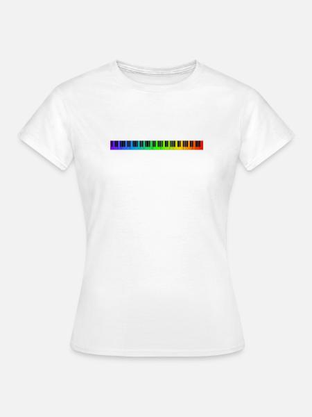 Regenbogen Klaviatur - Frauen T-Shirt - Weiß