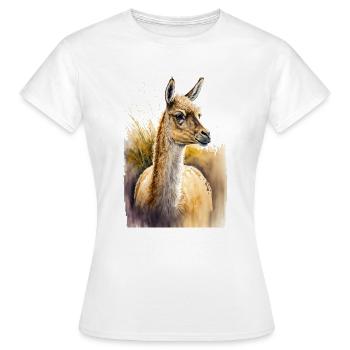 Aquarelle d’alpaga - T-shirt Femme - blanc - Devant - AI Model Female 172 dark (172cm)