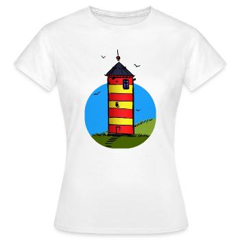 Leuchtturm Pilsum Wahrzeichen - Frauen T-Shirt - Weiß - Vorne - AI Model Female 172 dark (172cm)