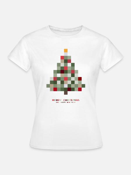 Weihnachtsbaum Pixel - Frauen T-Shirt - Weiß