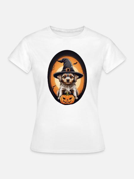 Halloween Hund - Frauen T-Shirt - Weiß