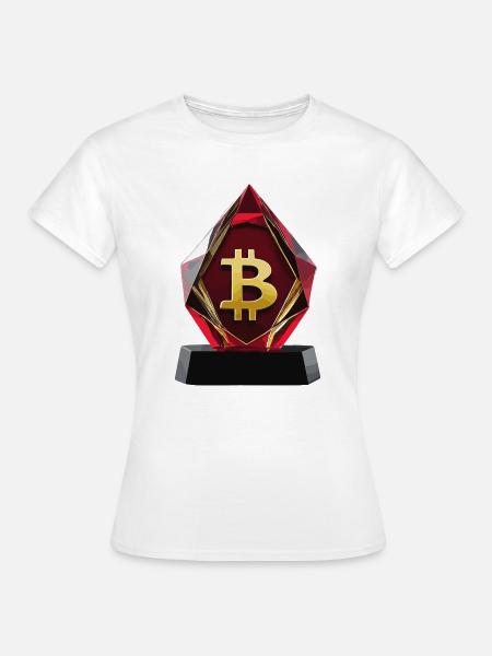 Bitcoin Kristall Logo Design - Frauen T-Shirt - Weiß