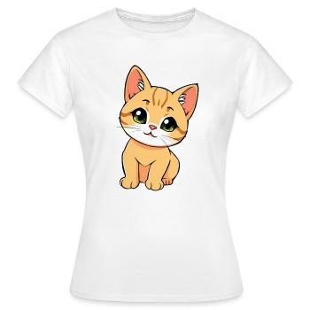 Chat mignon - T-shirt Femme - blanc - Devant - AI Model Female 172 dark (172cm)