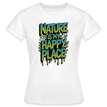 Die Natur ist mein glücklicher Ort - Frauen T-Shirt - Weiß - Vorne - AI Model Female 172 dark (172cm)