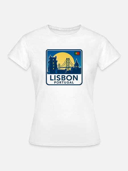 Skyline von Lissabon bei Sonnenuntergang - Frauen T-Shirt - Weiß