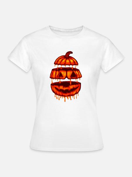 Leuchtender Burger Kürbis - Frauen T-Shirt - Weiß