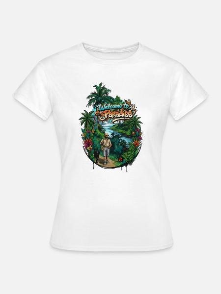 Willkommen im Paradies Pfad - Frauen T-Shirt - Weiß
