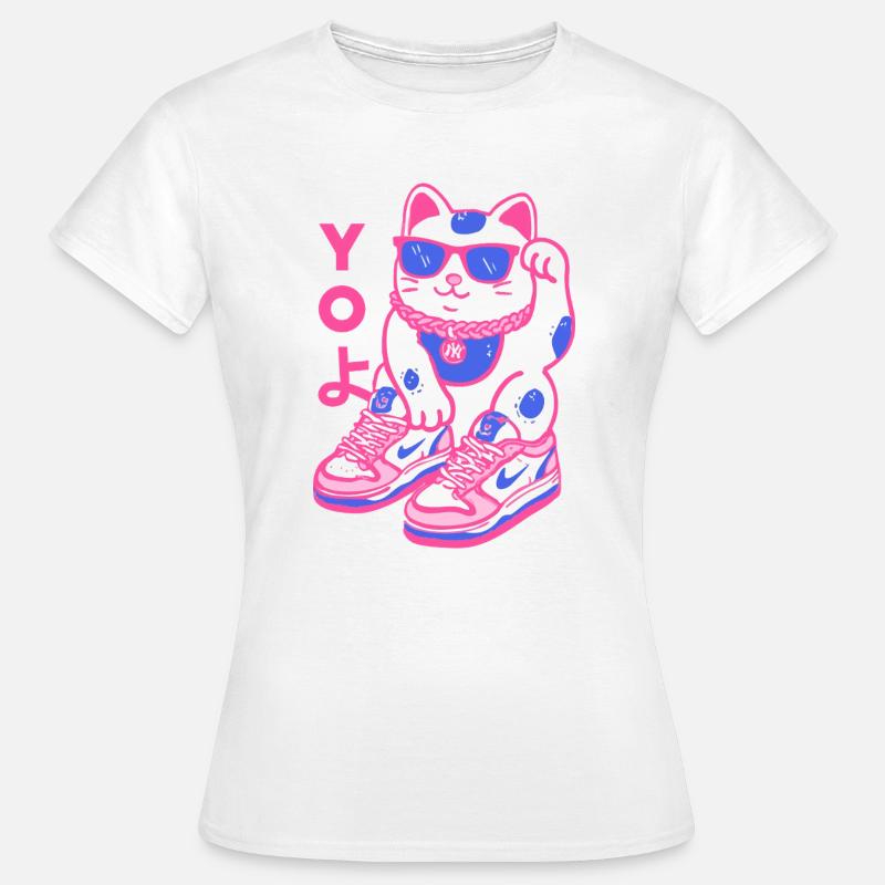 Neon Maneki Sneaker Cat - Women's T-Shirt - white