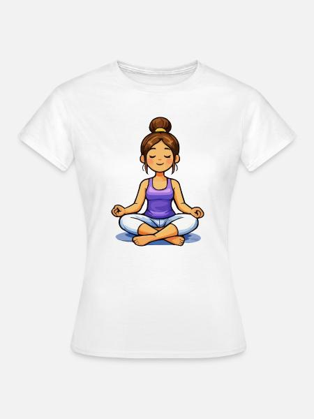 Meditierende Schneidersitz Frau - Frauen T-Shirt - Weiß