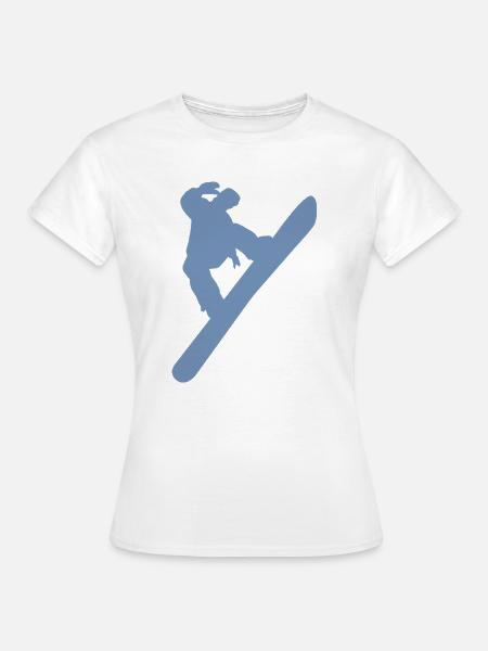 Minimalistischer Snowboarder Wintersport - Frauen T-Shirt - Weiß