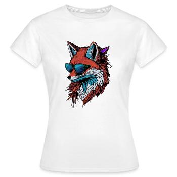 Fox Neon avec des lunettes - T-shirt Femme - blanc - Devant - AI Model Female 172 dark (172cm)