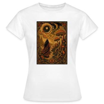Chemin des champignons sous le soleil lunaire - T-shirt Femme - blanc - Devant - AI Model Female 172 dark (172cm)