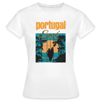 Portugal Surf Sonnenuntergang Surfer - Frauen T-Shirt - Weiß - Vorne - AI Model Female 172 dark (172cm)
