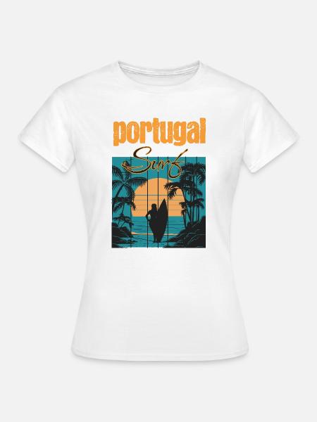 Portugal Surf Sonnenuntergang Surfer - Frauen T-Shirt - Weiß