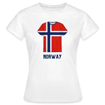 Maillot de football norvégien – Drapeau - T-shirt Femme - blanc - Devant - AI Model Female 172 dark (172cm)