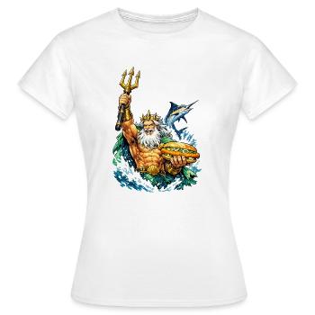 Neptune with fish sandwiches - Women's T-Shirt - white - Front - AI Model Female 172 dark (172cm)