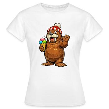 Morse avec cornet de glace - T-shirt Femme - blanc - Devant - AI Model Female 172 dark (172cm)