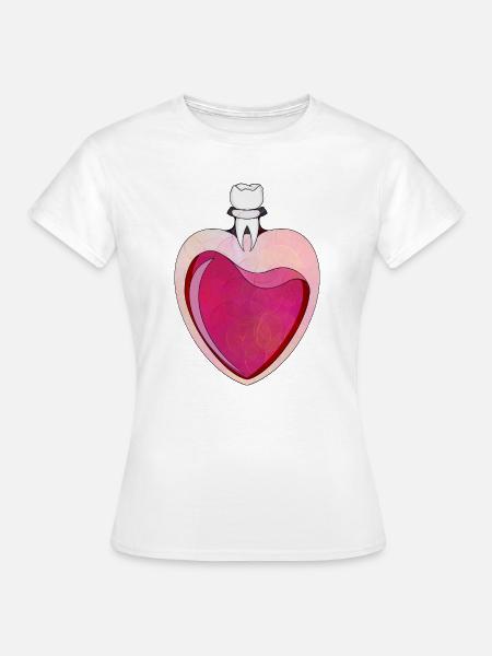 Neon Herz mit Zahndesign - Frauen T-Shirt - Weiß