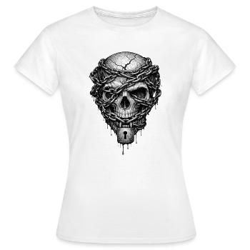 Chained Skull Gothic Horror Graphic - Women's T-Shirt - white - Front - AI Model Female 172 dark (172cm)