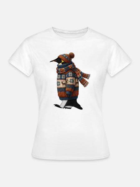 Pinguin im Strickpullover Winter Weihnachten - Frauen T-Shirt - Weiß