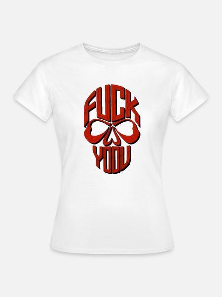 Roter geometrischer Schädel - Frauen T-Shirt - Weiß