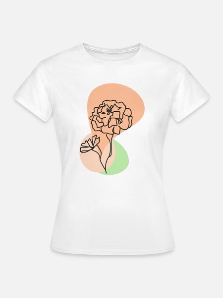 Pastellblume im Linienstil - Frauen T-Shirt - Weiß