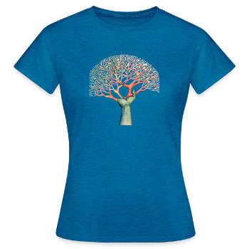 L’arbre pousse à partir de la conception à la main - T-shirt Femme - bleu saphir antique chiné - Devant - AI Model Female 172 dark (172cm)